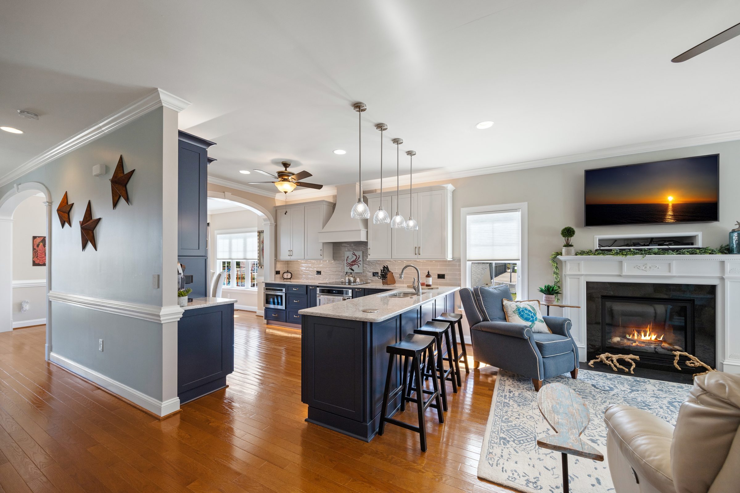 Open kitchen and living room